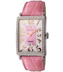 Gevril Ladies 6208RV Avenue of the Americas Glamour Automatic Pink Diamond Watch - Front View