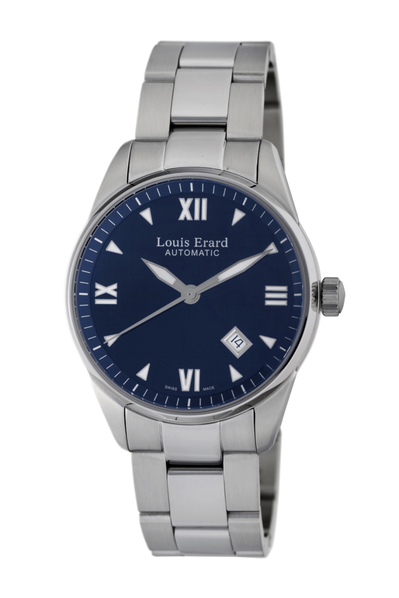 Louis Erard Men's Heritage Blue / Black Dial Black Leather Strap Automatic Watch 69287AA65.BAAC82