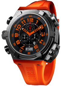 Offshore Limited Mens OFF001D Force 4 Black Dial Chronograph Watch Orange Accents 